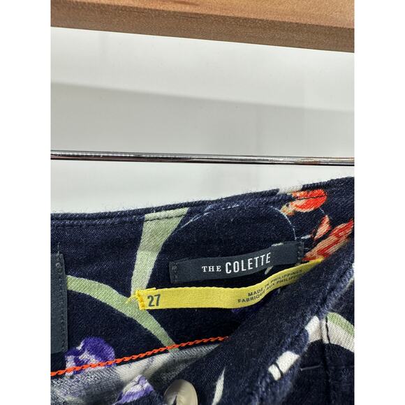 Anthropologie Maeve The Colette Dark Blue Floral Wide Leg Linen Pants Size 27 - Picture 6 of 16